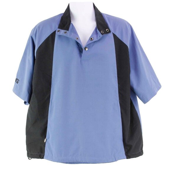 Ping Sz M Blue Black Polyester Short Sleeve Front Zip Pkt Golf Jackt Shirt - Picture 1 of 5